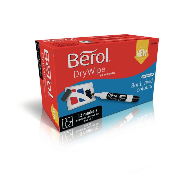 Berol Whiteboard Marker Black Bullet Tip - Pack of 12