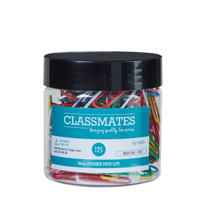 Classmates Paper Clips Giant Assorted 50mm - Pack of 125 Classmates Paper Clips Giant Assorted 50mm - Pack of 125