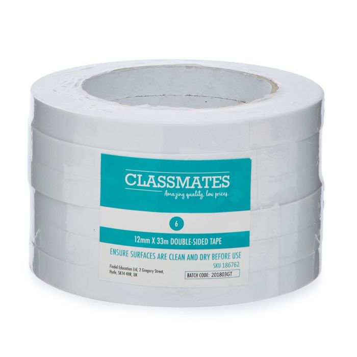 Classmates Double Sided Tape 12mm x 33m - Pack of 6
