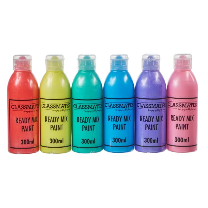 Classmates Ready Mixed Paint - 300ml - Pearlescent - Pack of 6 Classmates Ready Mixed Paint - 300ml - Pearlescent - Pack of 6