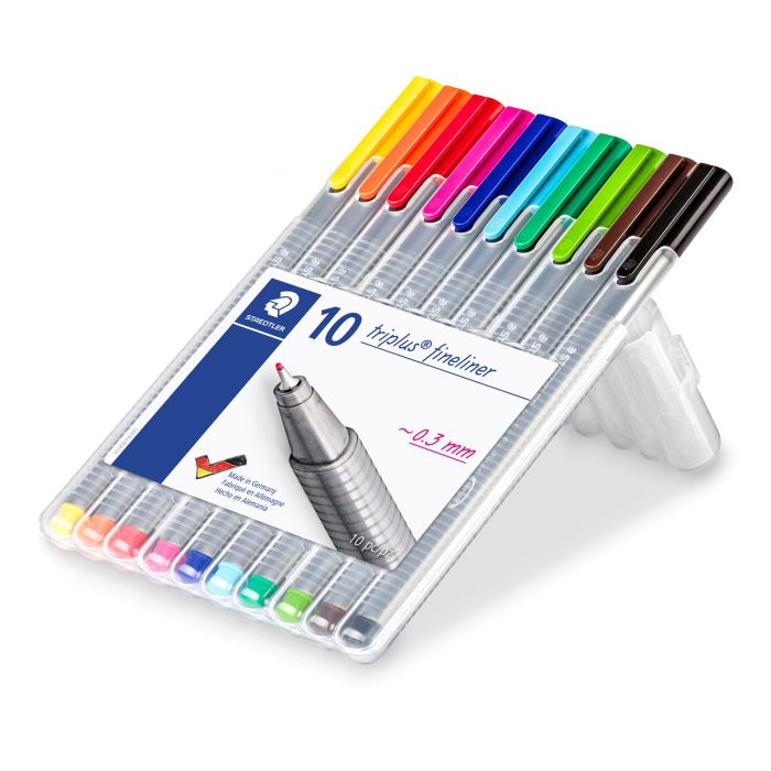Staedtler Triplus 334 Fineliner Pen Assorted - Pack of 10