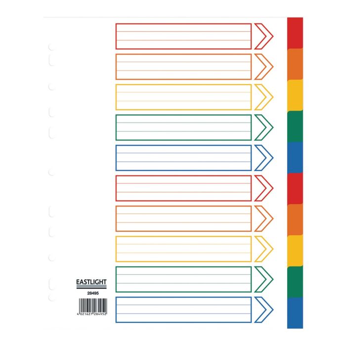 Eastlight A4 Extra Wide Polypropylene Dividers 10-part Europunched