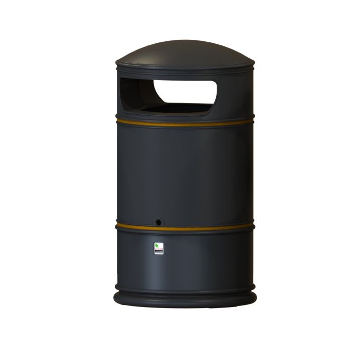Heritage Lite Hooded Litter Bin - 100L - Black Heritage Lite Hooded Litter Bin - 100L - Black