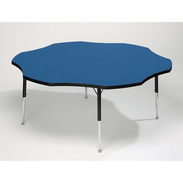 Tuf Top Flower Height Adjustable Classroom Table - 1525 x 430 to 630mm - Blue