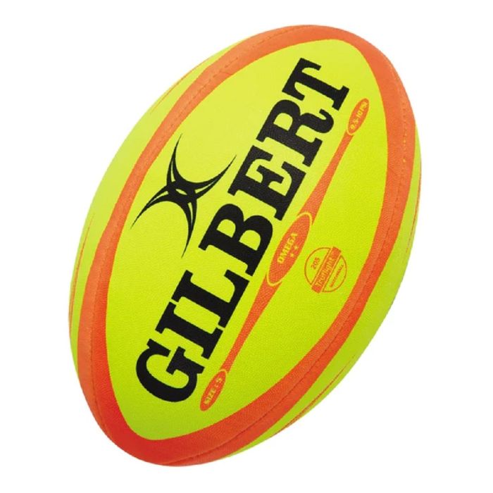 Gilbert Omega Match Rugby Ball - Fluoro Yellow - Size 5 Gilbert Omega Match Rugby Ball - Fluoro Yellow - Size 5