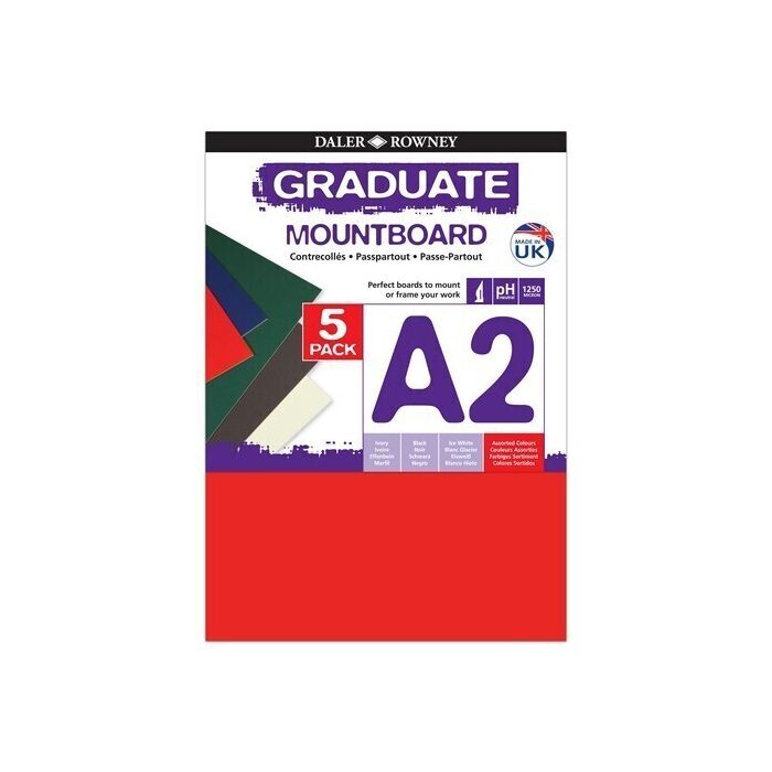 Graduate Mountboards A2 - Assorted - Pack of 5 Graduate Mountboards A2 - Assorted - Pack of 5