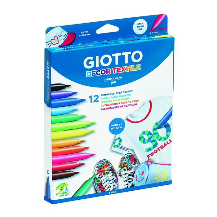 Giotto Textile Felt Tip Pens - Pack of 12 Giotto Textile Felt Tip Pens - Pack of 12