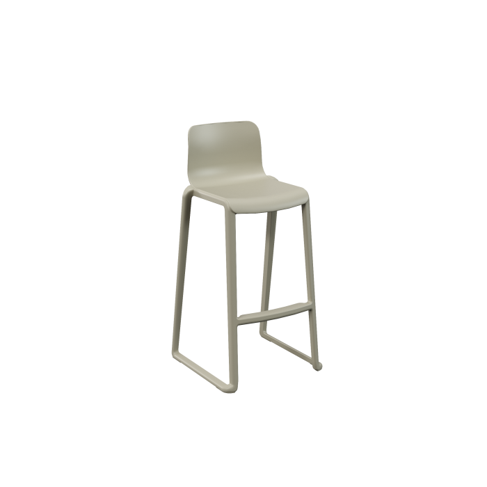 Hatton One Piece Midi Back Stool - Ash Grey