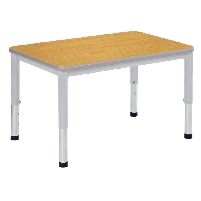 Harlequin Rectangular Height Adjustable Steel Classroom Table - 900 x 600 x 600mm - Beech