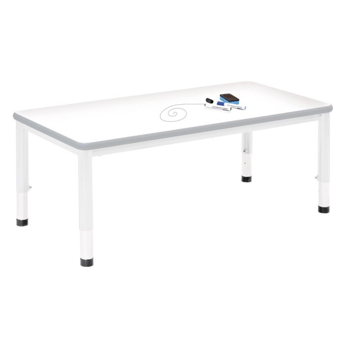 Harlequin Rectangular Height Adjustable Steel Classroom Table - 900 x 600 x 600mm - White