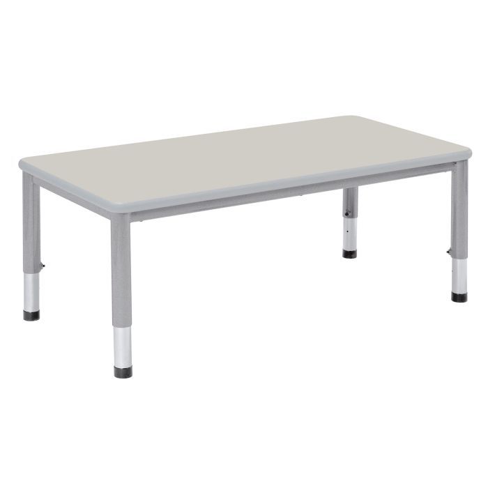 Harlequin Rectangular Height Adjustable Steel Classroom Table - 1200 x 600 x 600mm - Grey