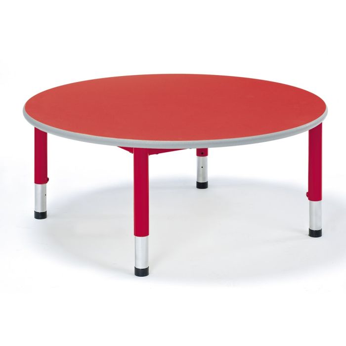 Harlequin Circular Height Adjustable Steel Classroom Table - 1050 x 400 to 640mm - Red