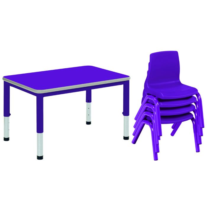 Harlequin Small Rectangular Table With 4 Chairs - Preschool - Purple
