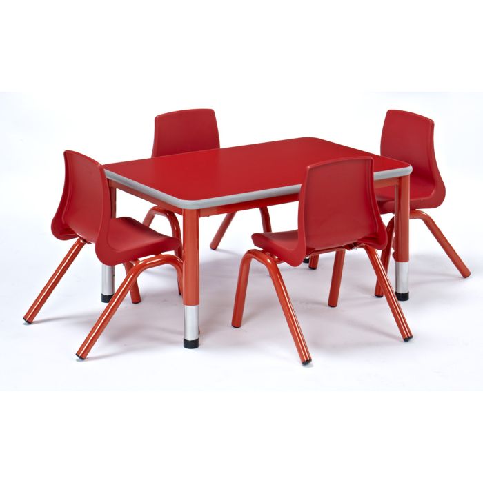 Harlequin Small Rectangular Table With 4 Chairs - Preschool - Red