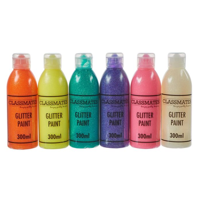 Classmates Glitter Paint - 300ml - Seasonal Assorted Colours - Pack of 6 Classmates Glitter Paint - 300ml - Seasonal Assorted Colours - Pack of 6