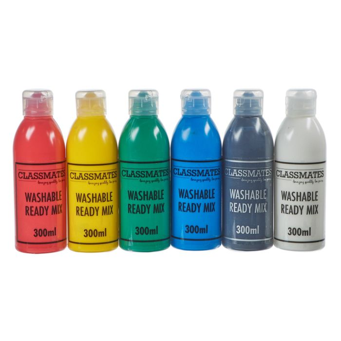 Classmates Washable Paint - 300ml - Assorted - Pack of 6 Classmates Washable Paint - 300ml - Assorted - Pack of 6