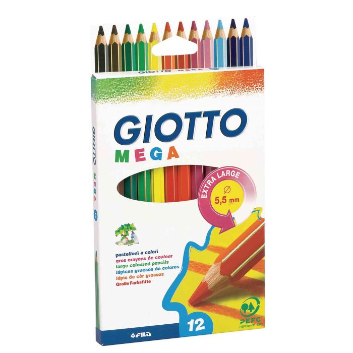 Giotto Mega Colouring Pencils - Hexagonal - Pack of 12