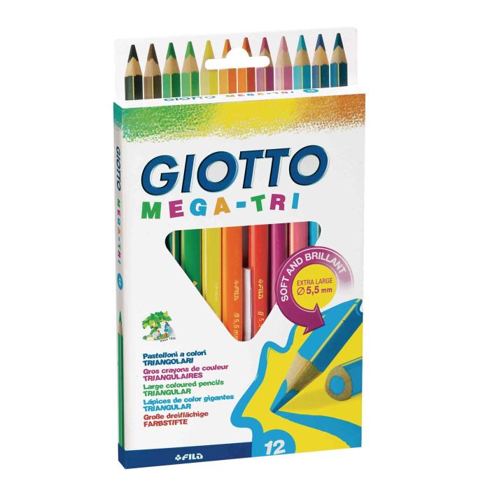 Giotto Mega Colouring Pencils - Triangular - Pack of 12