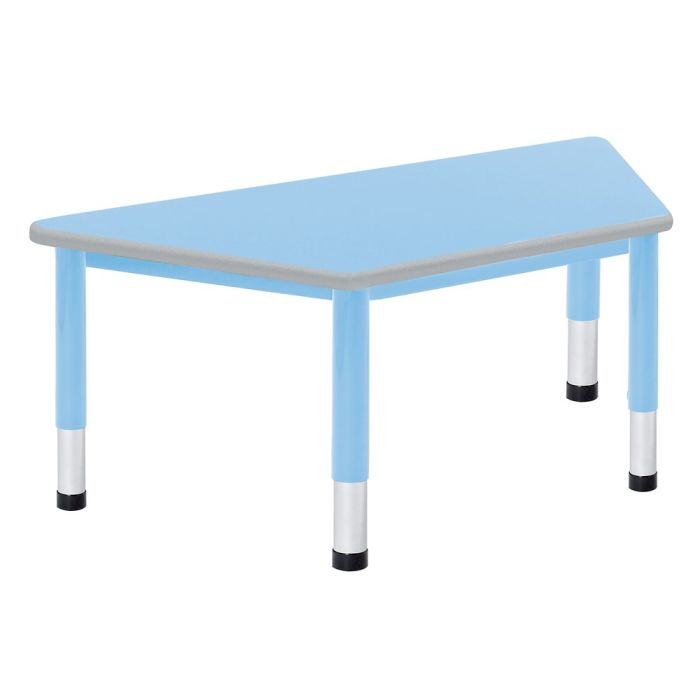 Harlequin Trapezoidal Height Adjustable Steel Classroom Table - 1200 x 600 x 400 to 640mm - Blue Harlequin Trapezoidal Height Adjustable Steel Classroom Table - 1200 x 600 x 400 to 640mm - Blue