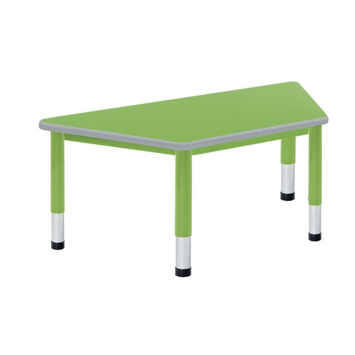 Harlequin Trapezoidal Height Adjustable Steel Classroom Table - 1200 x 600 x 400 to 640mm - Lime
