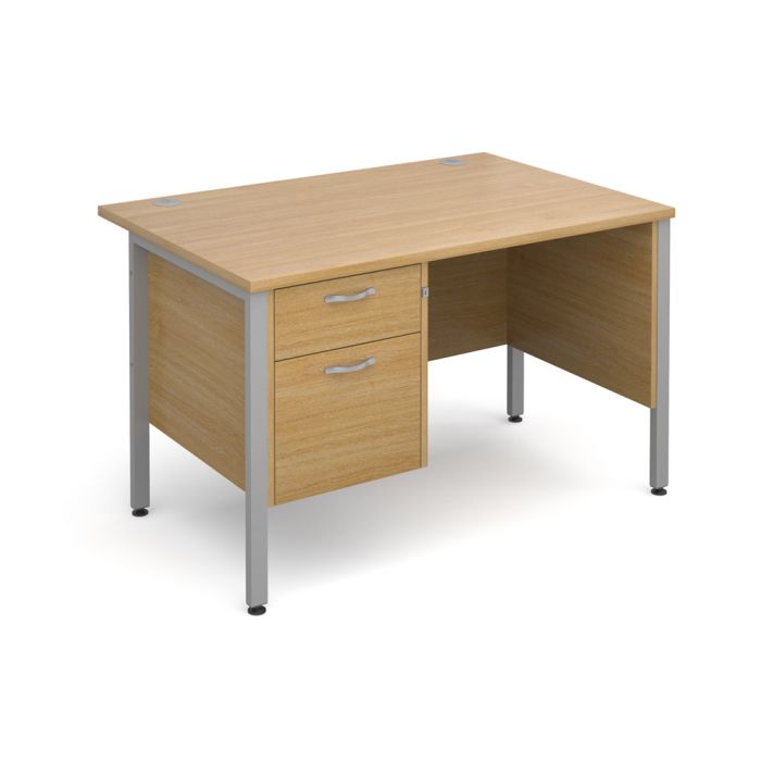 Straight Desk With 2 Drawer Pedestal - Beech