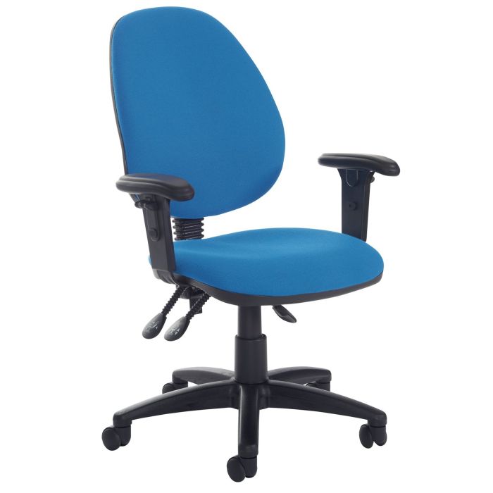 High Back Operator Chair - Adjustable Arms - Black