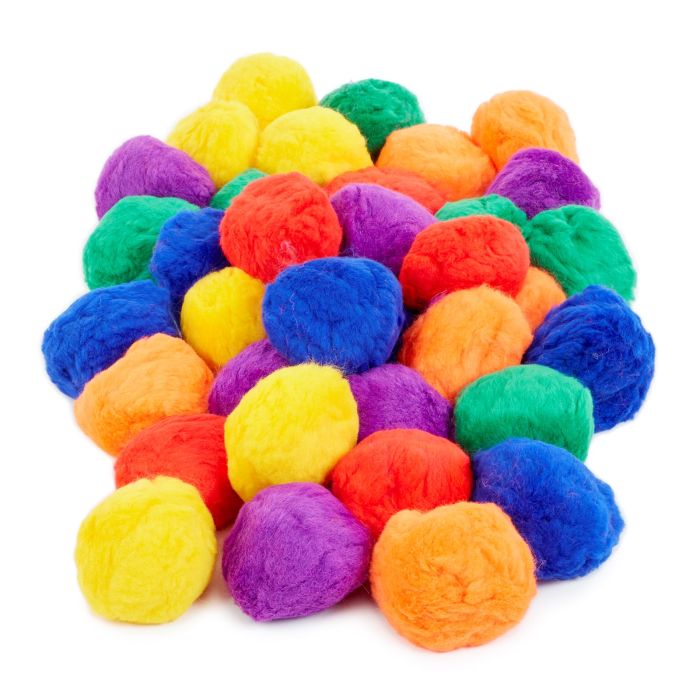 Coloured Fluff Balls -Assorted - Pack of 6 Coloured Fluff Balls -Assorted - Pack of 6