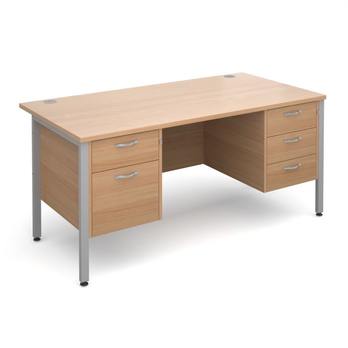 Straight Desk With 2 Plus 3 Drawer Pedestal - Beech