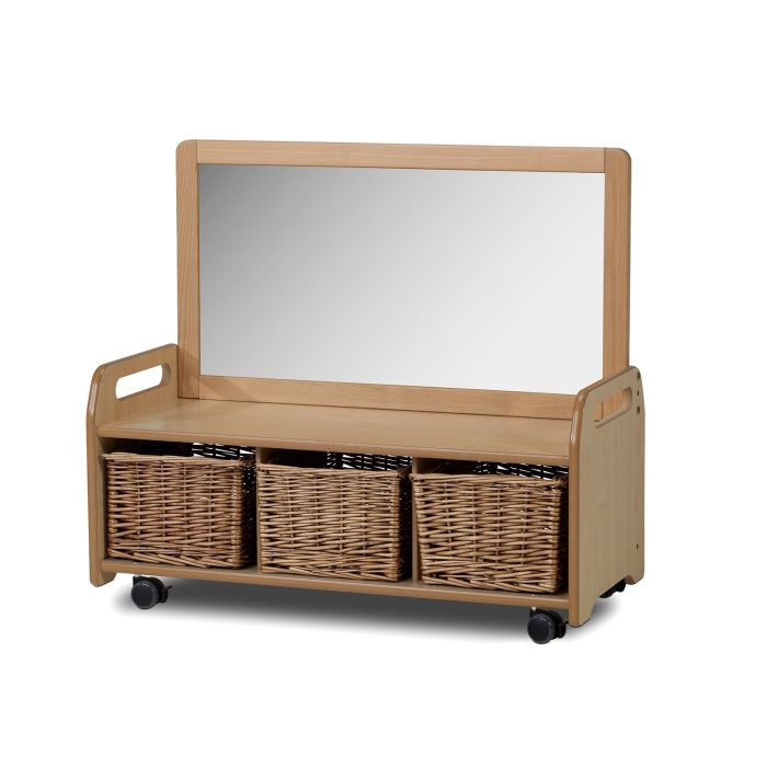 Millhouse Mobile Mirror Unit with Wicker Baskets