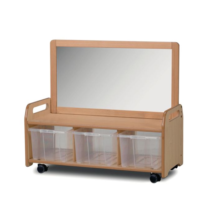 Millhouse Mobile Mirror Storage Unit - Clear Tubs