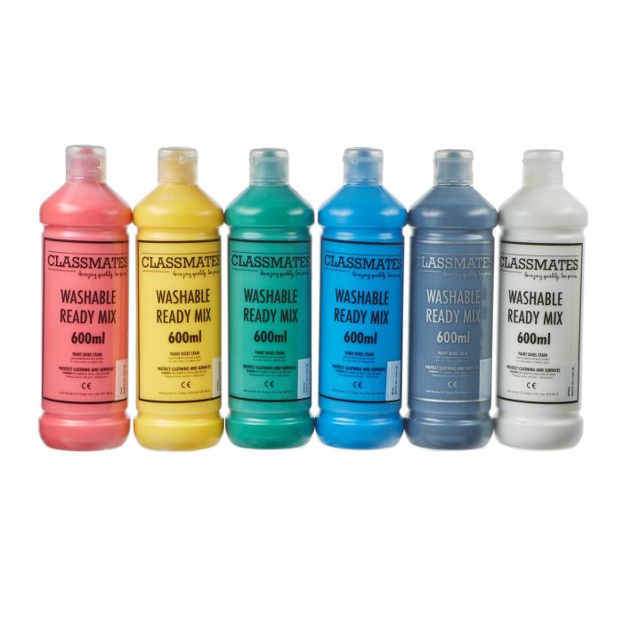 Classmates Washable Paint - 600ml - Assorted - Pack of 6 Classmates Washable Paint - 600ml - Assorted - Pack of 6