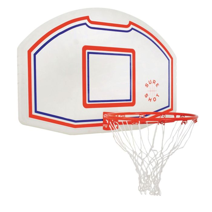 Sureshot Basketball Backboard And Ring Set - White/Red/Blue Sureshot Basketball Backboard And Ring Set - White/Red/Blue