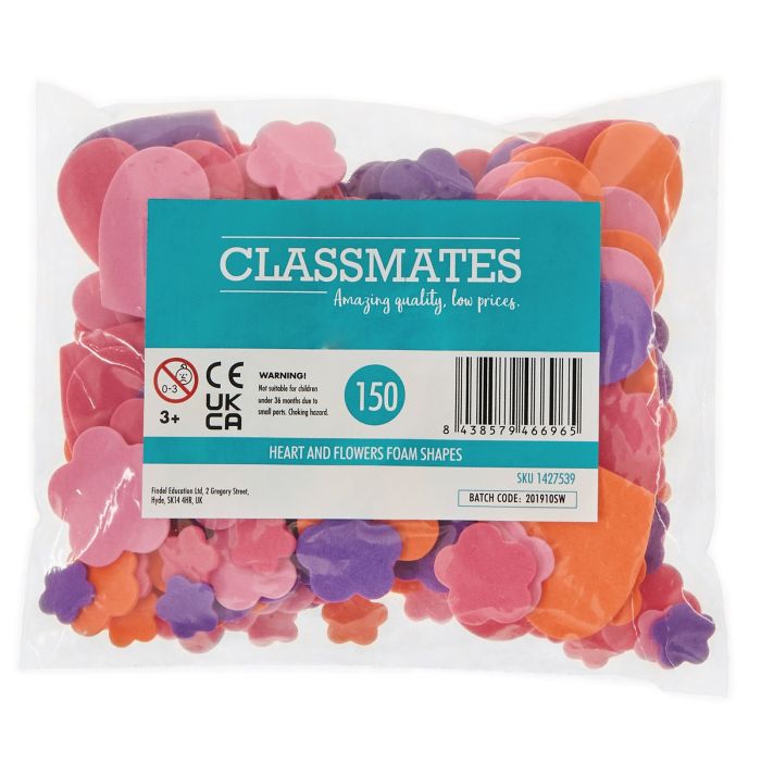 Classmates Heart and Flowers Foam Shapes - Pack of 150