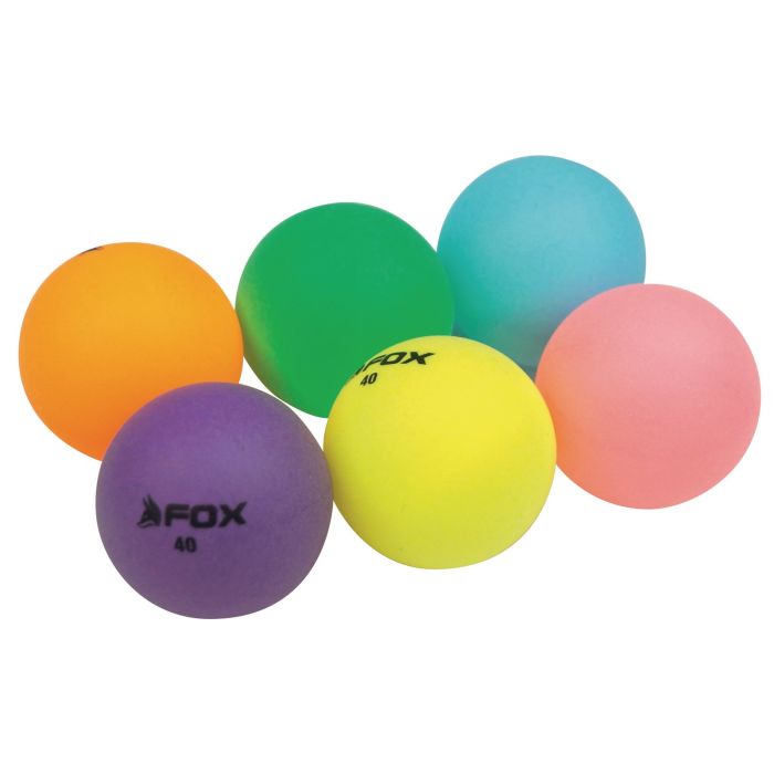 Fox Coloured Table Tennis Balls - Assorted - Pack of 6 Fox Coloured Table Tennis Balls - Assorted - Pack of 6
