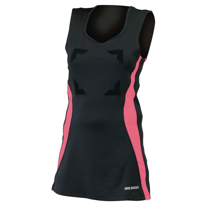 Gilbert Eclipse Netball Dress with Hook & Loop - Black/Pink - Size 20
