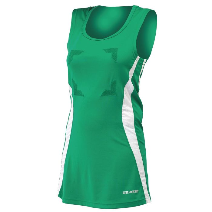 Gilbert Eclipse Netball Dress with Hook & Loop - Green/White - Size 12