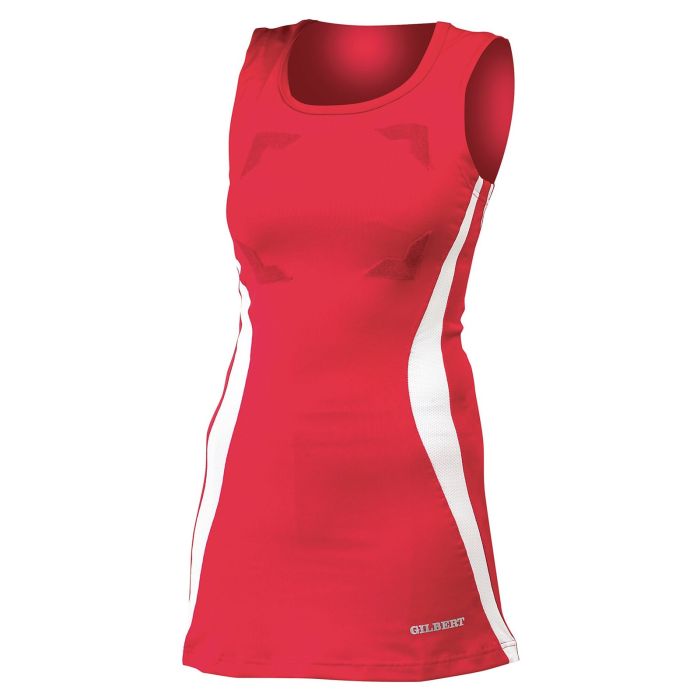 Gilbert Eclipse Netball Dress with Hook & Loop - Red/White - Size 20