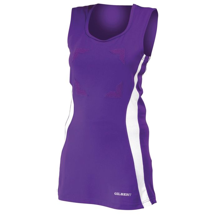 Gilbert Eclipse Netball Dress with Hook & Loop - Purple/White - Size 12