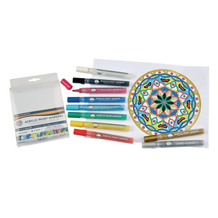 Daler-Rowney Simply Acrylic Paint Markers - Assorted - Pack of 8