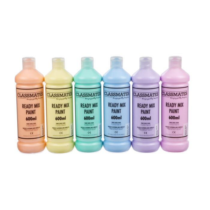 Classmates Ready Mixed Paint - 600ml - Pastels - Pack of 6