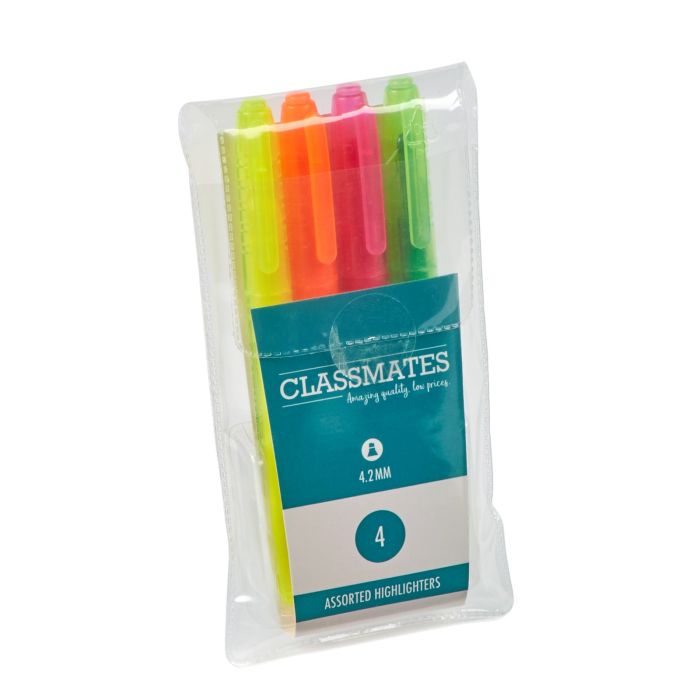 Classmates Highlighter Assorted - Pack of 4 Classmates Highlighter Assorted - Pack of 4