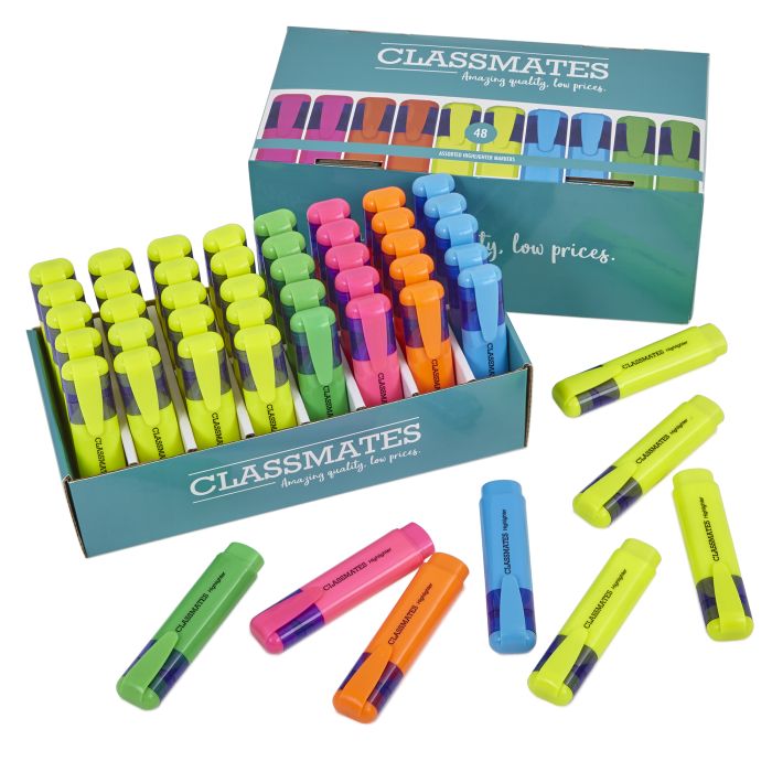 Classmates Highlighters - Assorted Colours - 5mm - Pk 48 Classmates Highlighters - Assorted Colours - 5mm - Pk 48