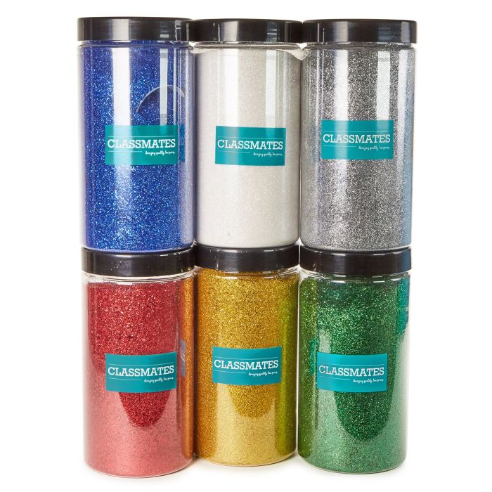 Classmates 1kg Glitter Tubs With Scoop - Assorted - Pack of 6