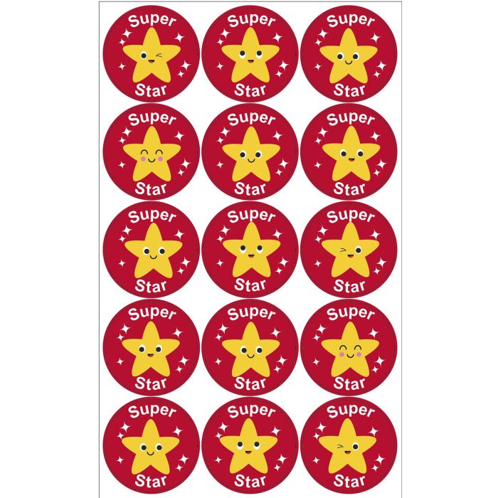 Round Super Star Stickers 38mm. Round Super Star Stickers 38mm.