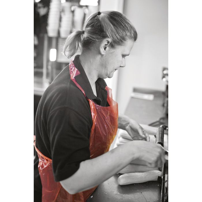 Disposable Apron No Pocket - One Size - Red - Pack of 200