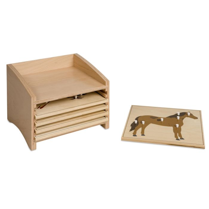 Nienhuis Montessori - Animal Puzzle Cabinet Five Compartments Nienhuis Montessori - Animal Puzzle Cabinet Five Compartments