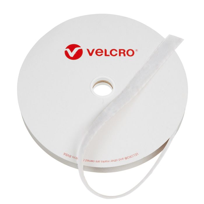 VELCRO Brand Stick on Tape (Loop Only) - 20mm x 25m - White 