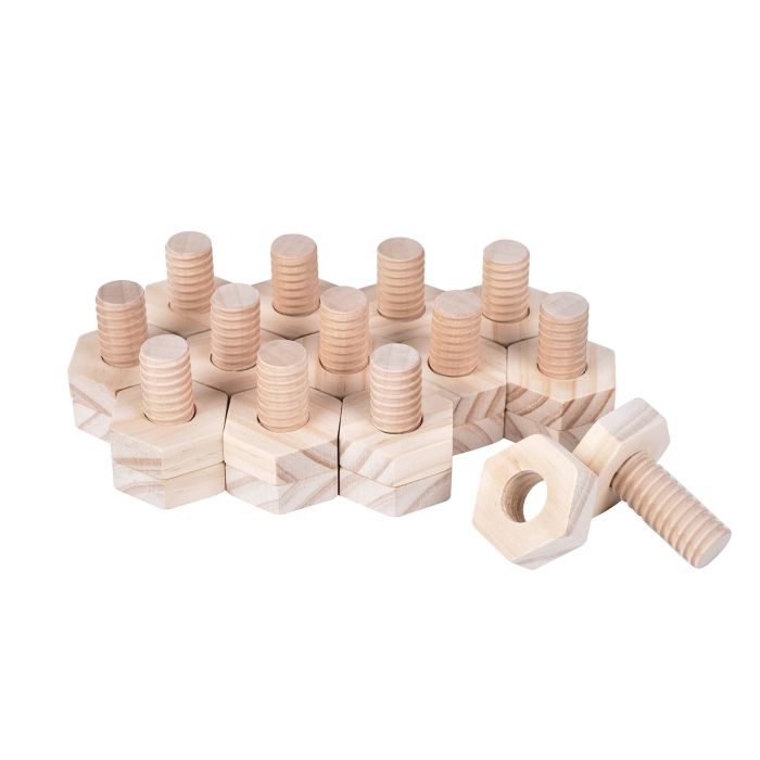 Wooden Nuts and Bolts - Pack of 20 Wooden Nuts and Bolts - Pack of 20