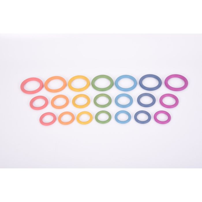 TickiT Rainbow Wooden Rings - Pack of 21