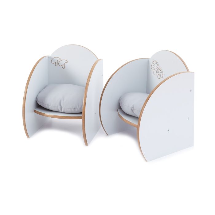 Toddler Mini Chair With Cushion - Grey - Pack of 2